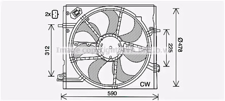 Вентилятор охлаждения радиатора двигателя AVA QUALITY COOLING DN7536