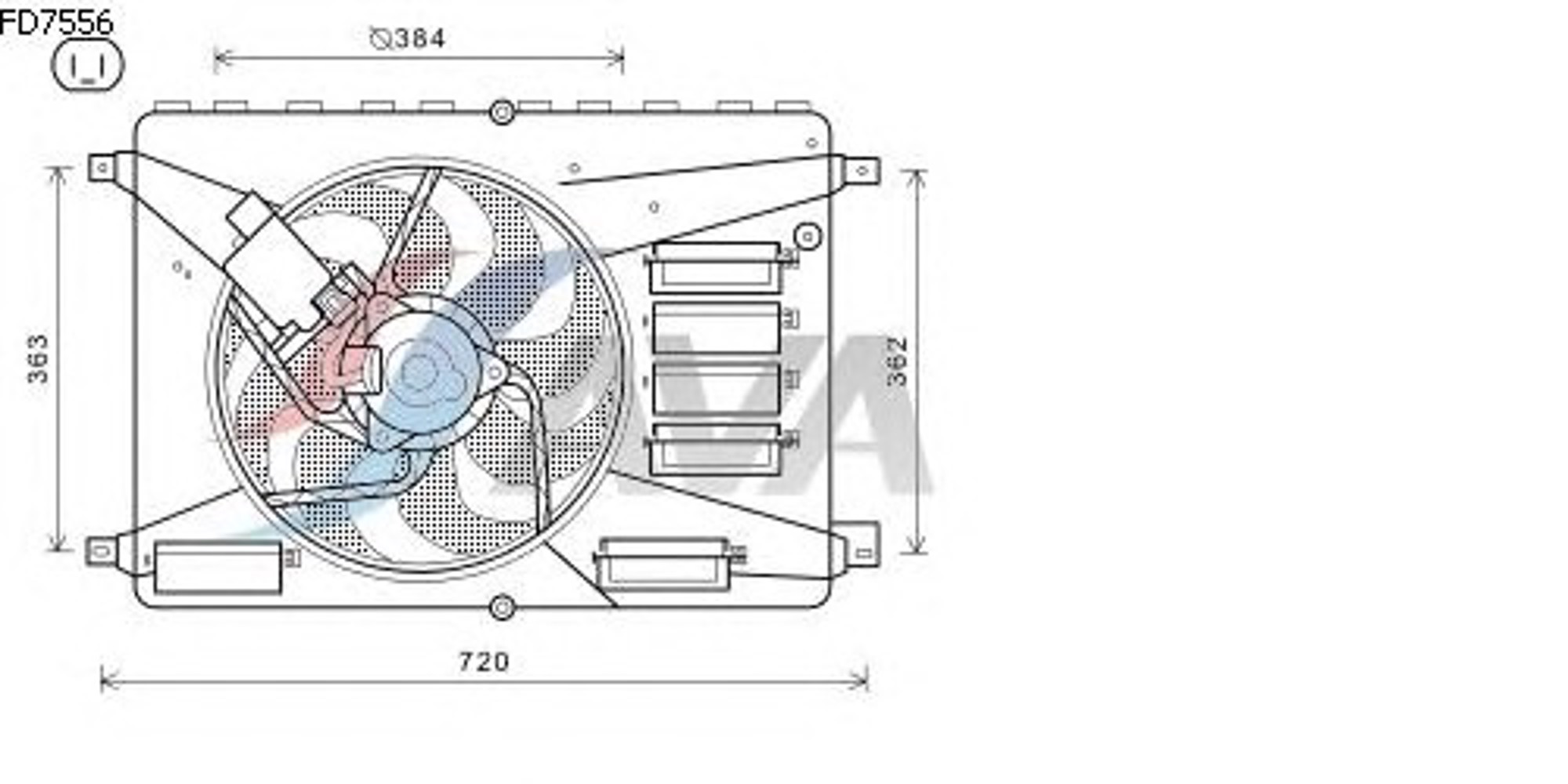 Вентилятор охлаждения радиатора двигателя AVA QUALITY COOLING FD7556