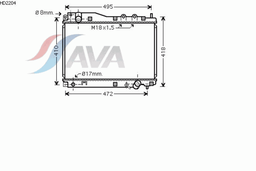 Радиатор системы охлаждения HONDA: CIVIC VII HATCHBACK EP/EU/EV 1.7CDTi mtr. 4EE-2 01/02-09/05 МКПП AVA QUALITY COOLING HD2204