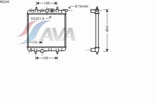 PE2243 AVA QUALITY COOLING Радиатор охлаждения двигателя