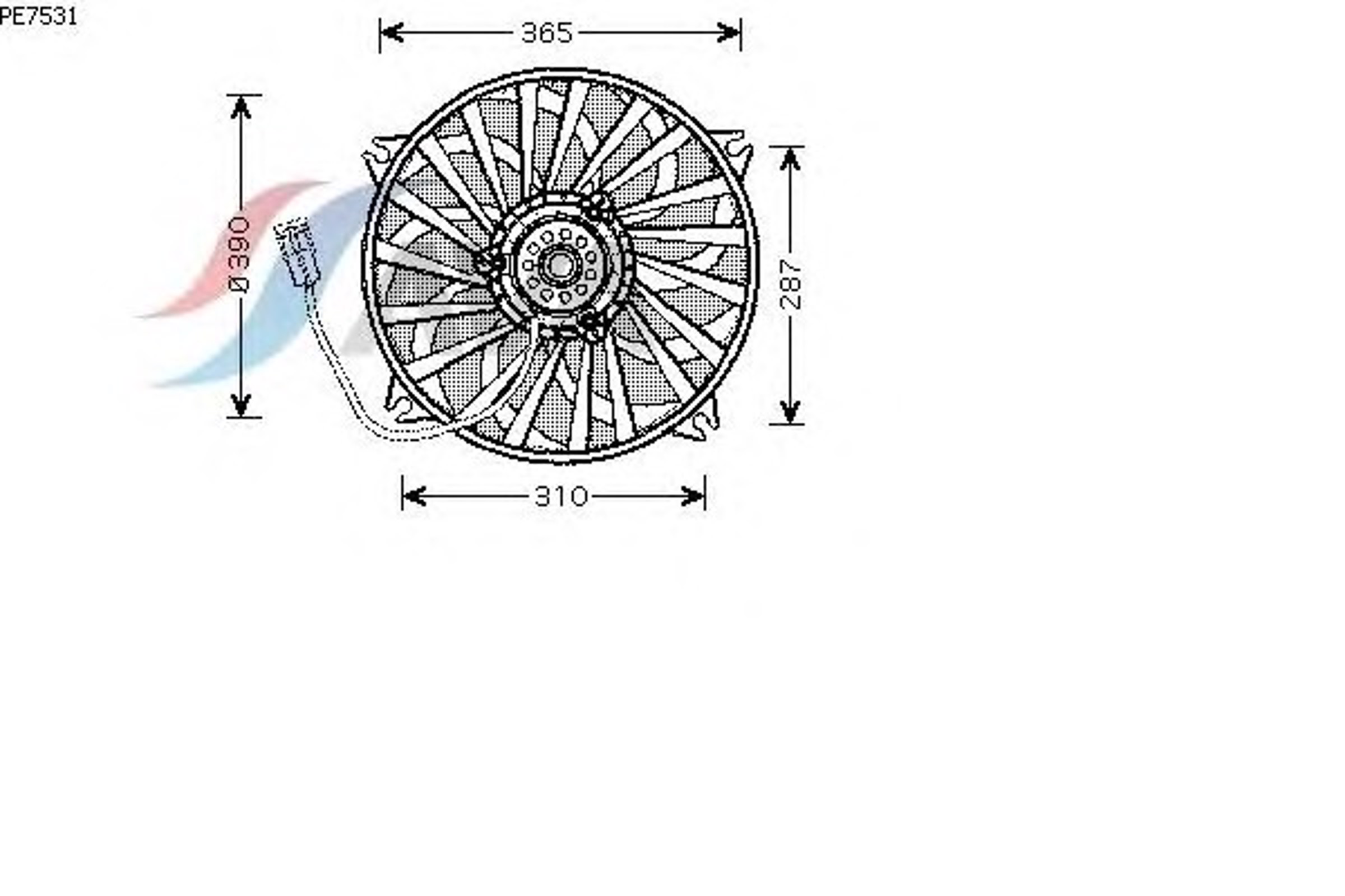Вентилятор охлаждения радиатора двигателя AVA QUALITY COOLING PE7531