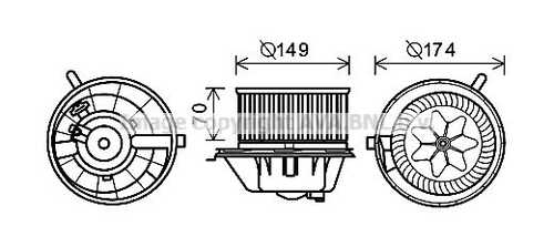 Вентилятор отопителя 149 мм AVA QUALITY COOLING VN8342