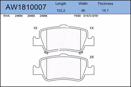 AW1810007 AYWIPARTS Тормозные колодки