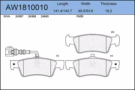 AW1810010 AYWIPARTS Тормозные колодки