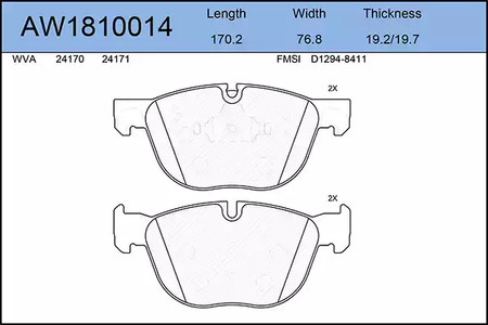 AW1810014 AYWIPARTS Тормозные колодки