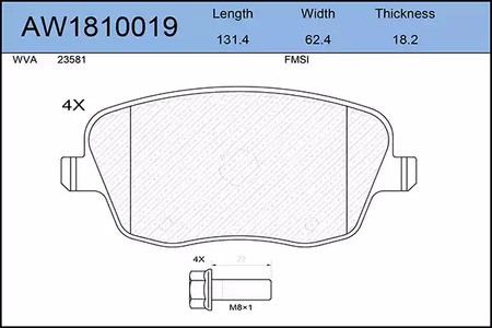 Тормозные колодки AYWIPARTS AW1810019