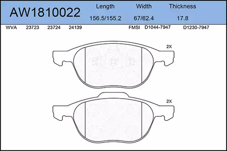 AW1810022 AYWIPARTS Колодки тормозные дисковые