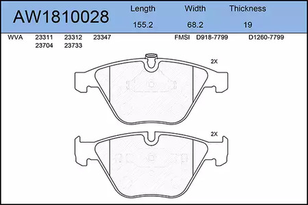 AW1810028 AYWIPARTS Тормозные колодки