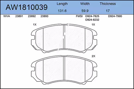 Тормозные колодки AYWIPARTS AW1810039