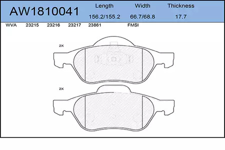 AW1810041 AYWIPARTS Колодки тормозные дисковые