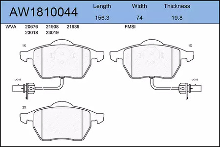 AW1810044 AYWIPARTS Тормозные колодки