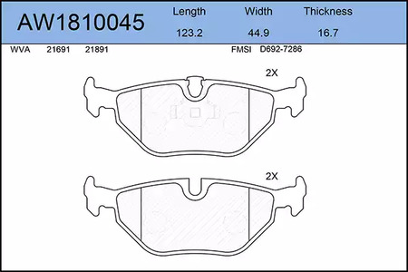 Тормозные колодки AYWIPARTS AW1810045