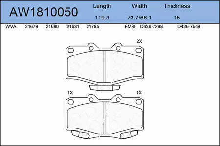 AW1810050 AYWIPARTS Тормозные колодки