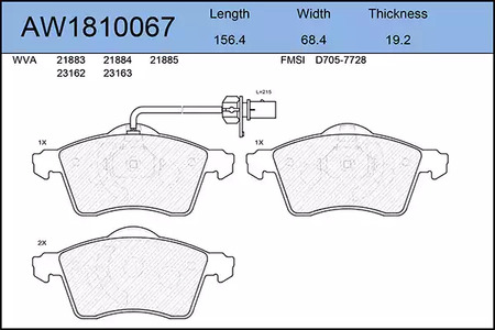 AW1810067 AYWIPARTS Тормозные колодки