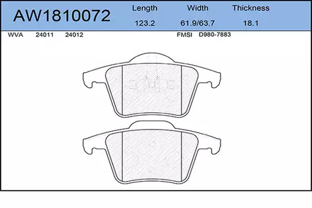 AW1810072 AYWIPARTS Тормозные колодки