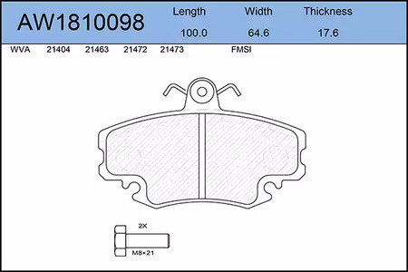 AW1810098 AYWIPARTS К-т дисков. тормоз. колодок