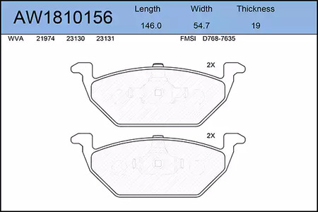 AW1810156 AYWIPARTS Колодки тормозные дисковые