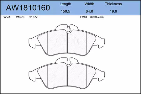 AW1810160 AYWIPARTS Тормозные колодки