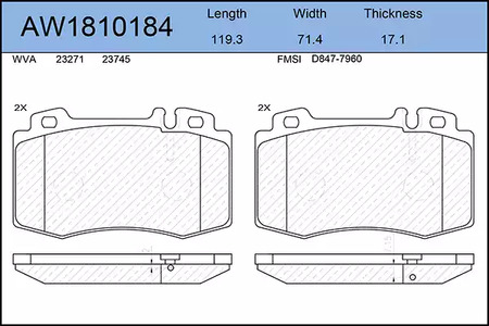 Тормозные колодки AYWIPARTS AW1810184