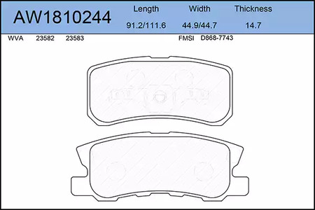 AW1810244 AYWIPARTS Тормозные колодки