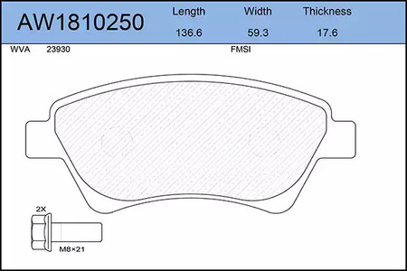 AW1810250 AYWIPARTS Тормозные колодки