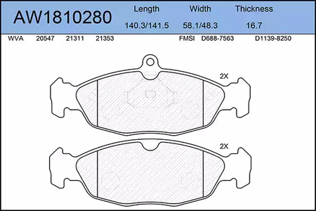 Тормозные колодки AYWIPARTS AW1810280