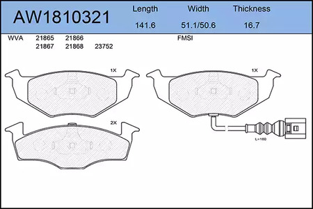 AW1810321 AYWIPARTS Тормозные колодки