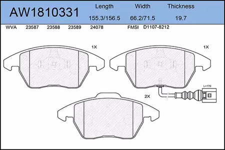 AW1810331 AYWIPARTS Тормозные колодки
