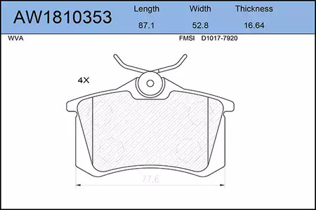 AW1810353 AYWIPARTS Тормозные колодки