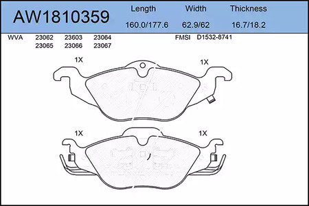 AW1810359 AYWIPARTS Тормозные колодки