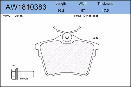 AW1810383 AYWIPARTS Колодки тормозные дисковые