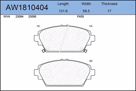 AW1810404 AYWIPARTS Тормозные колодки