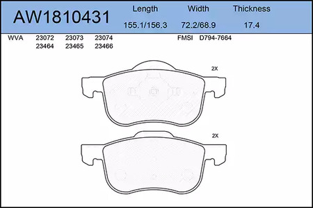 Тормозные колодки AYWIPARTS AW1810431