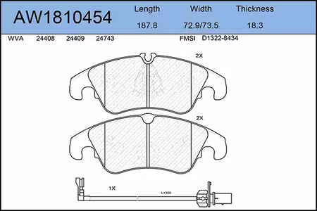 AW1810454 AYWIPARTS Колодки тормозные дисковые