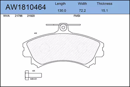 AW1810464 AYWIPARTS Колодки тормозные дисковые