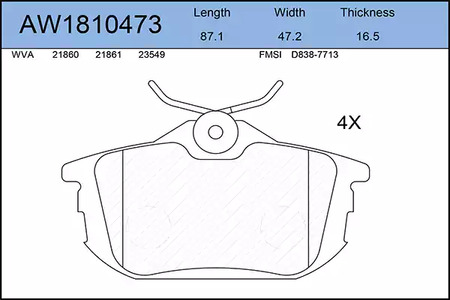 Тормозные колодки AYWIPARTS AW1810473