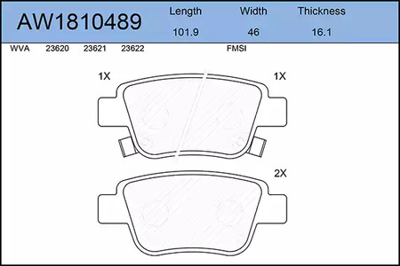 AW1810489 AYWIPARTS Колодки тормозные дисковые