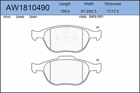 AW1810490 AYWIPARTS Тормозные колодки