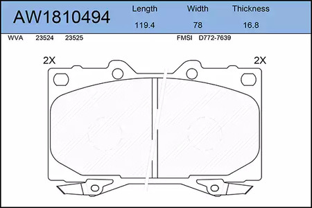 AW1810494 AYWIPARTS Тормозные колодки