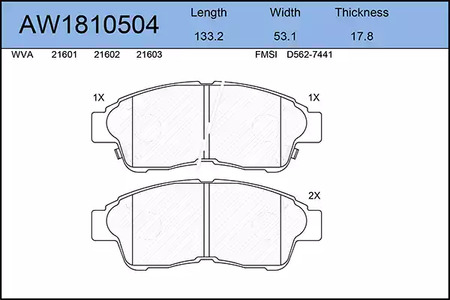 AW1810504 AYWIPARTS Тормозные колодки