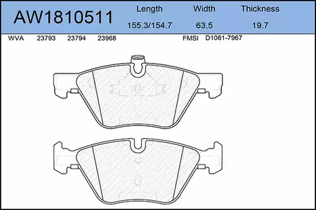 Тормозные колодки AYWIPARTS AW1810511