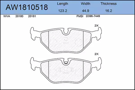 AW1810518 AYWIPARTS Колодки тормозные дисковые