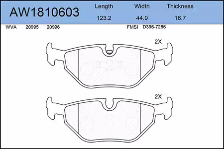 AW1810603 AYWIPARTS Тормозные колодки