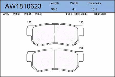 AW1810623 AYWIPARTS Тормозные колодки
