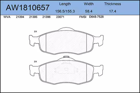 Тормозные колодки AYWIPARTS AW1810657