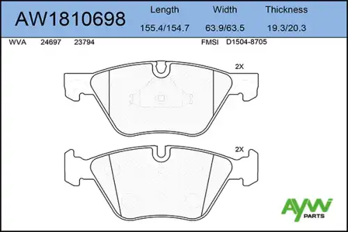 AW1810698 AYWIPARTS Тормозные колодки