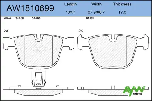 AW1810699 AYWIPARTS Тормозные колодки