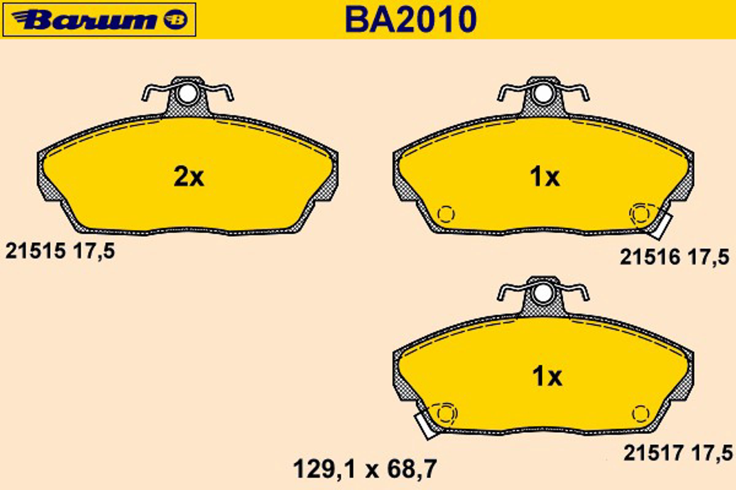 Колодки тормозные дисковые BARUM BA2010