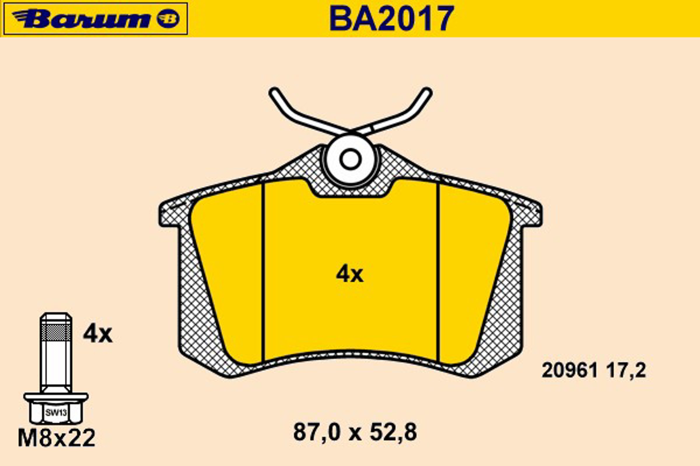 BA2017 BARUM Комплект тормозных колодок, дисковый тормоз