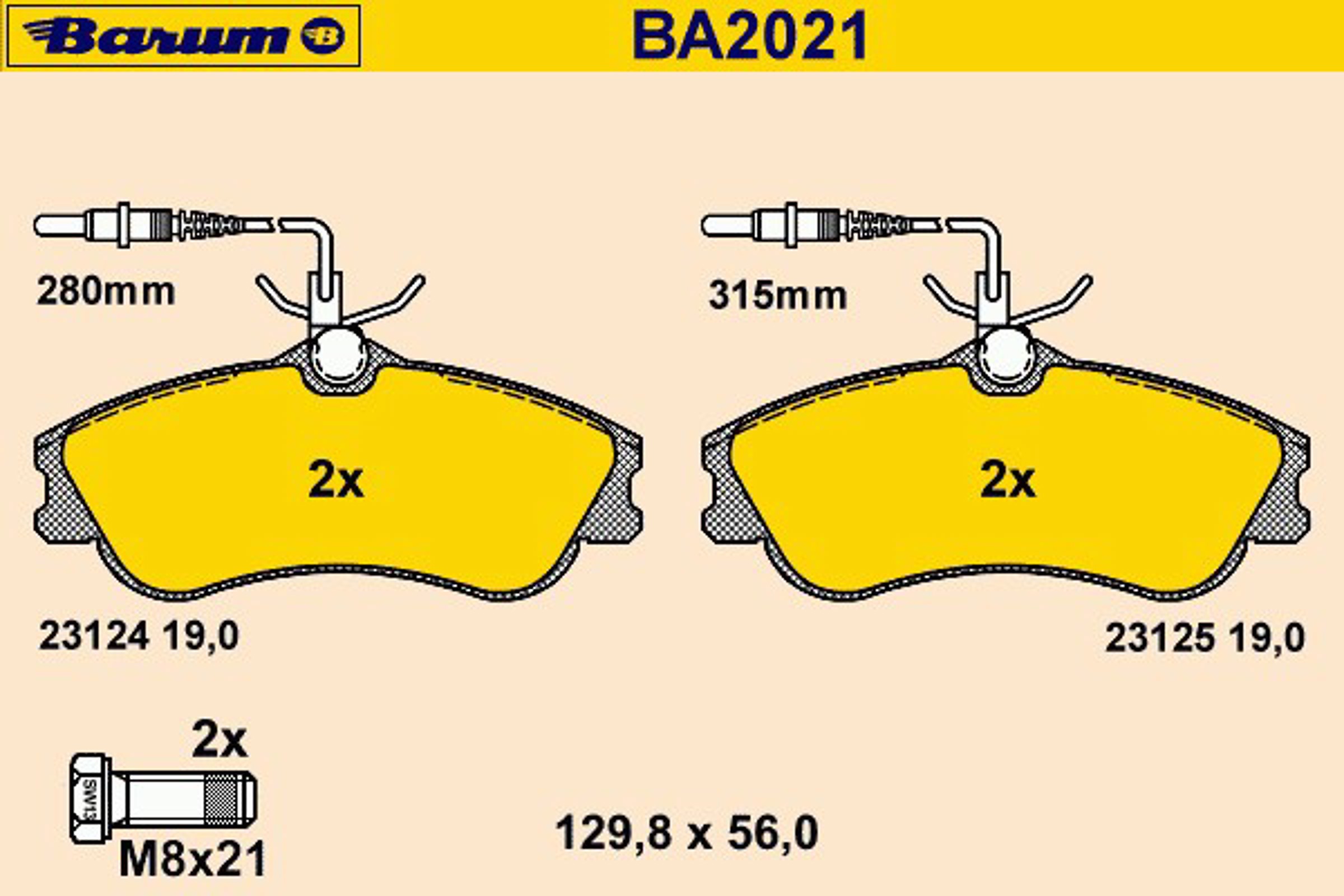 BA2021 BARUM Колодки тормозные дисковые